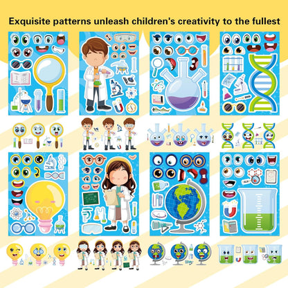 24 PCS Fairy Stickers for Kids, Make a Face Sticker with 8 Unique Designs Fairy, Frog, Mushroom, Make Your Own Stickers for Girls Birthday Party Favors, Goodie Bags, DIY Crafts