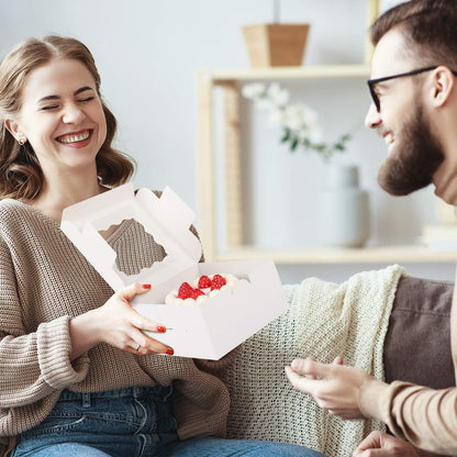 Moretoes 30pcs White Cookie Boxes with Window, 6x6x3 Inches, Bakery Boxes for Cookies, Pastry,Strawberries, Small Pie, Macarons