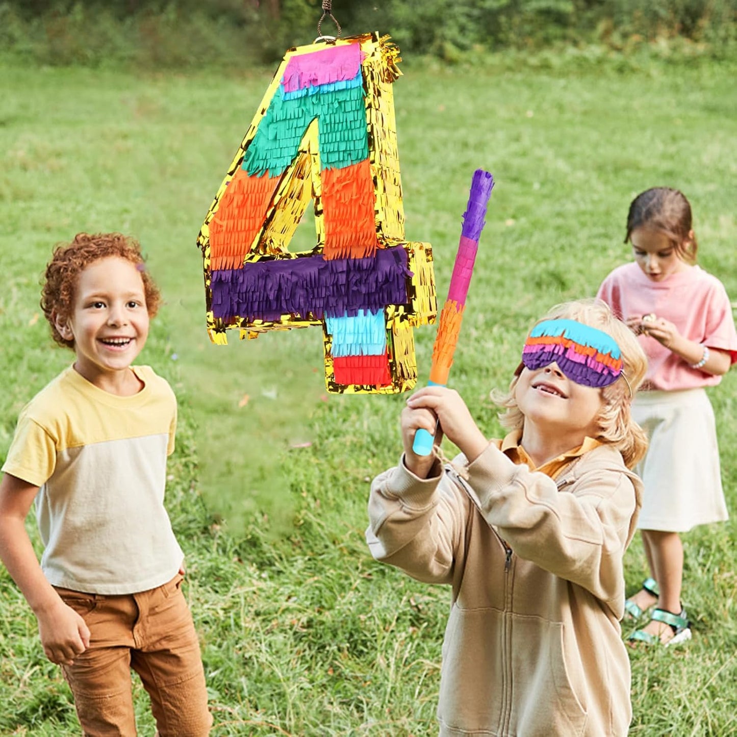 Dinosaur Pinata - Dinosaur Decorations with a Blindfold and Bat for Boys Girls Animal Themed Birthday Party Kids Classroom Game Decorations Supplies (15.7 x 11.4 x 3.1 Inches)