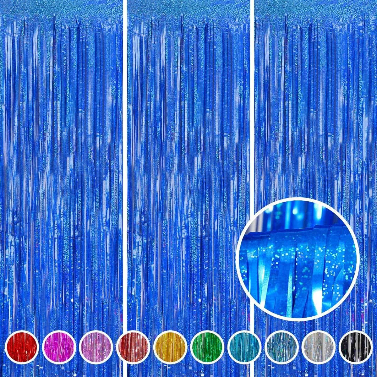 Happy Mothers Day Decorations Melsan 3 Pack 3.2 x 8.2 ft Pinkish Purple Tinsel Fringe Curtain Backdrop, Sparkling Metallic Party Decorations for Girls Birthday, Bachelorette, Wedding, Photo Booth