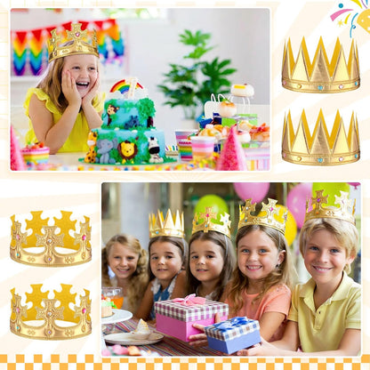 Yaomiao 44 Pcs Birthday Foam Crowns for Kids Princess Tiaras King Hat Bulk Diamond Sticker Kits for Crown Party Supplies