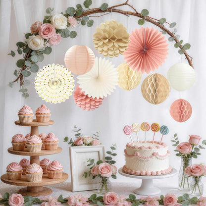 Tissue Paper Pom Poms - 23 PCS Dusty Blue Paper Flowers Pom Pom Kit Circle Dot Party Banner Hanging Swirl Party Decorations for Wedding Birthday Baby Shower Bridal Shower Tea Party