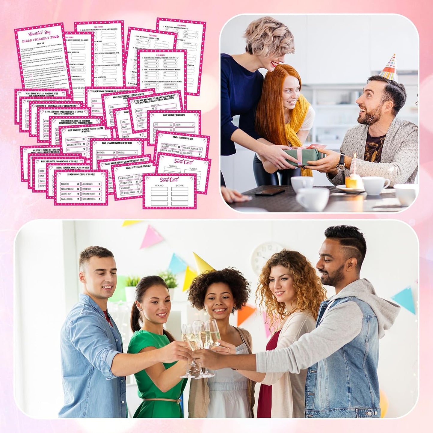 20 Pcs Retirement Friendly Feud Game Set Retirement Party Game Trivia Quiz with 18 Card 2 Buzzer for Adults Family Games Activities Party Supplies, Battery Not Included