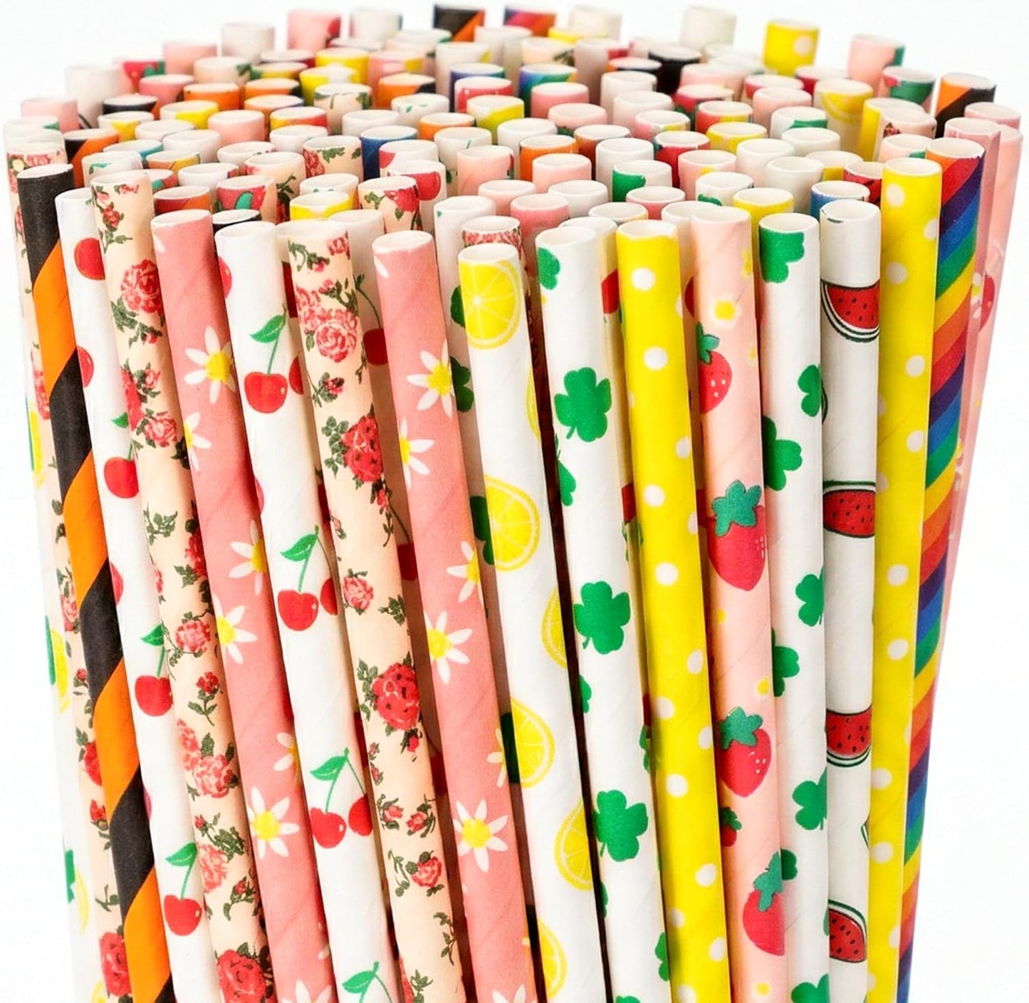 HAKACC 180PCS Paper Straws for Drinking, 9 Different Patterns Party Straws Disposable Drinking Straws for Birthday Wedding Holiday DIY Decorations