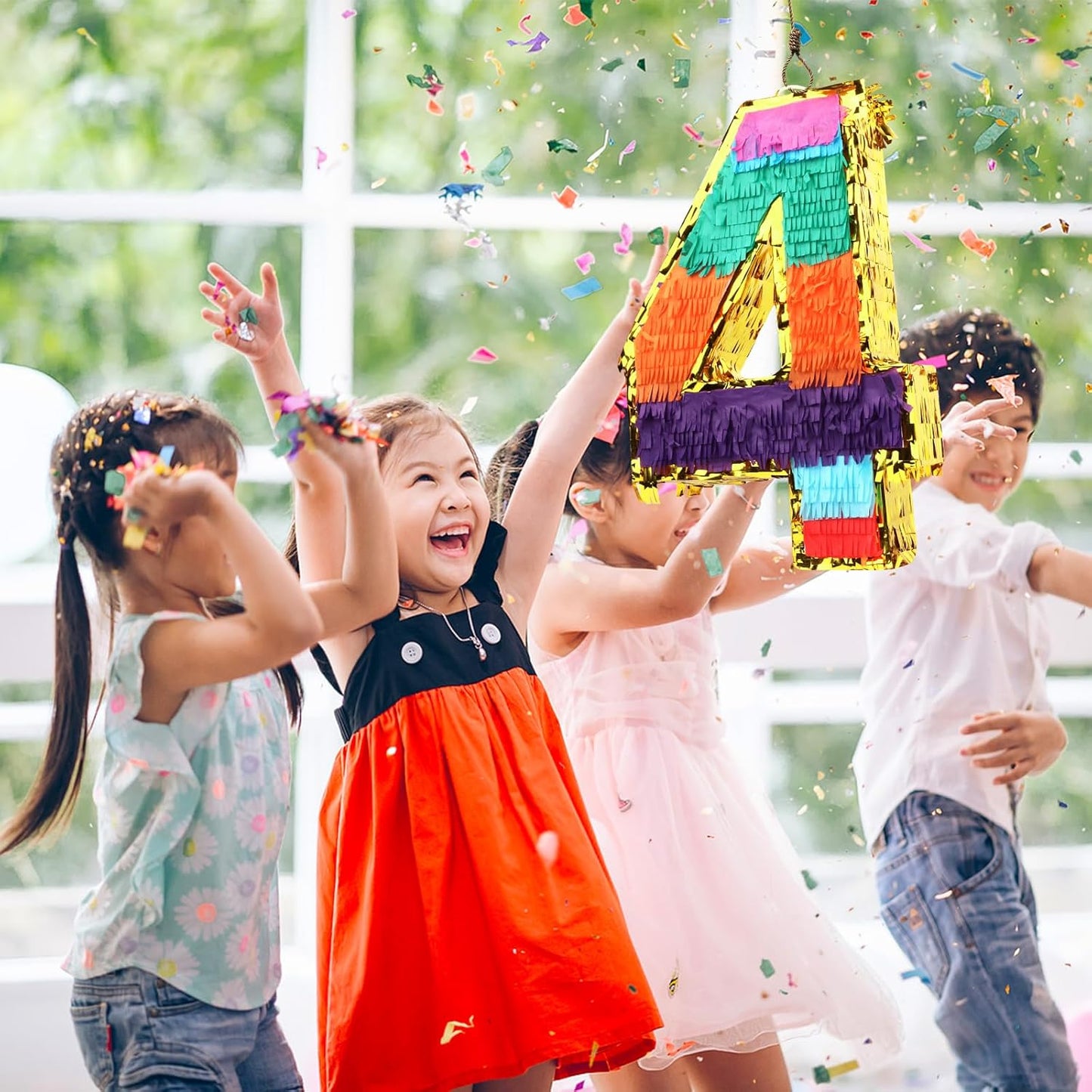 Dinosaur Pinata - Dinosaur Decorations with a Blindfold and Bat for Boys Girls Animal Themed Birthday Party Kids Classroom Game Decorations Supplies (15.7 x 11.4 x 3.1 Inches)