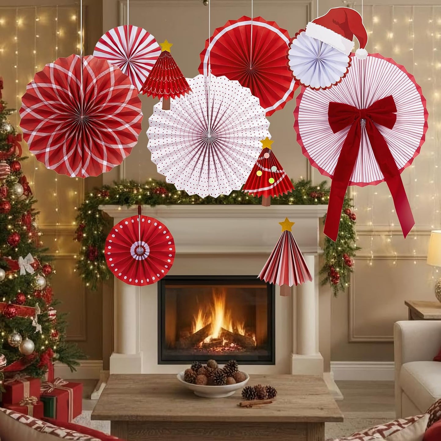 Easy Joy Paper Leaves Decorations for Wall Paper Fans Classroom Decoration Leaves Backdrop Decor Wall Decor,Set of 9