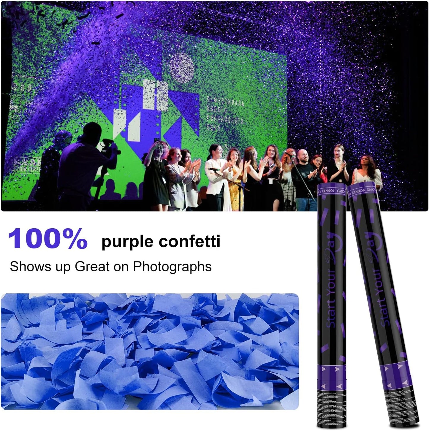 Confetti Cannons Confetti Poppers 5 Pack,15 Inch Gold Party Poppers Confetti Shooters, WORKKEEP Yello Confetti Pop for Birthday Wedding Celebration Halloween Decorations Air Powered Confetti Gun