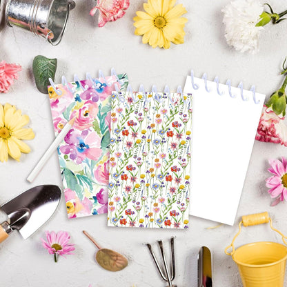 24pcs Floral Mini Spiral Notebooks Small Flowers Mini Notepads DIY Art Crafts for Spring Theme Wedding Birthday Party Gifts School Rewards Favors Supplies