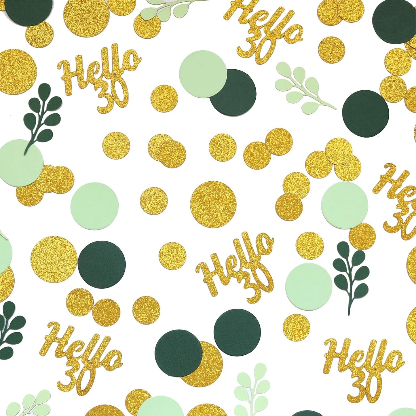 300PC Greenery Happy Birthday Confetti for Table Gold Glitter and Sage Green Birthday Party Decorations for Kids/Adult