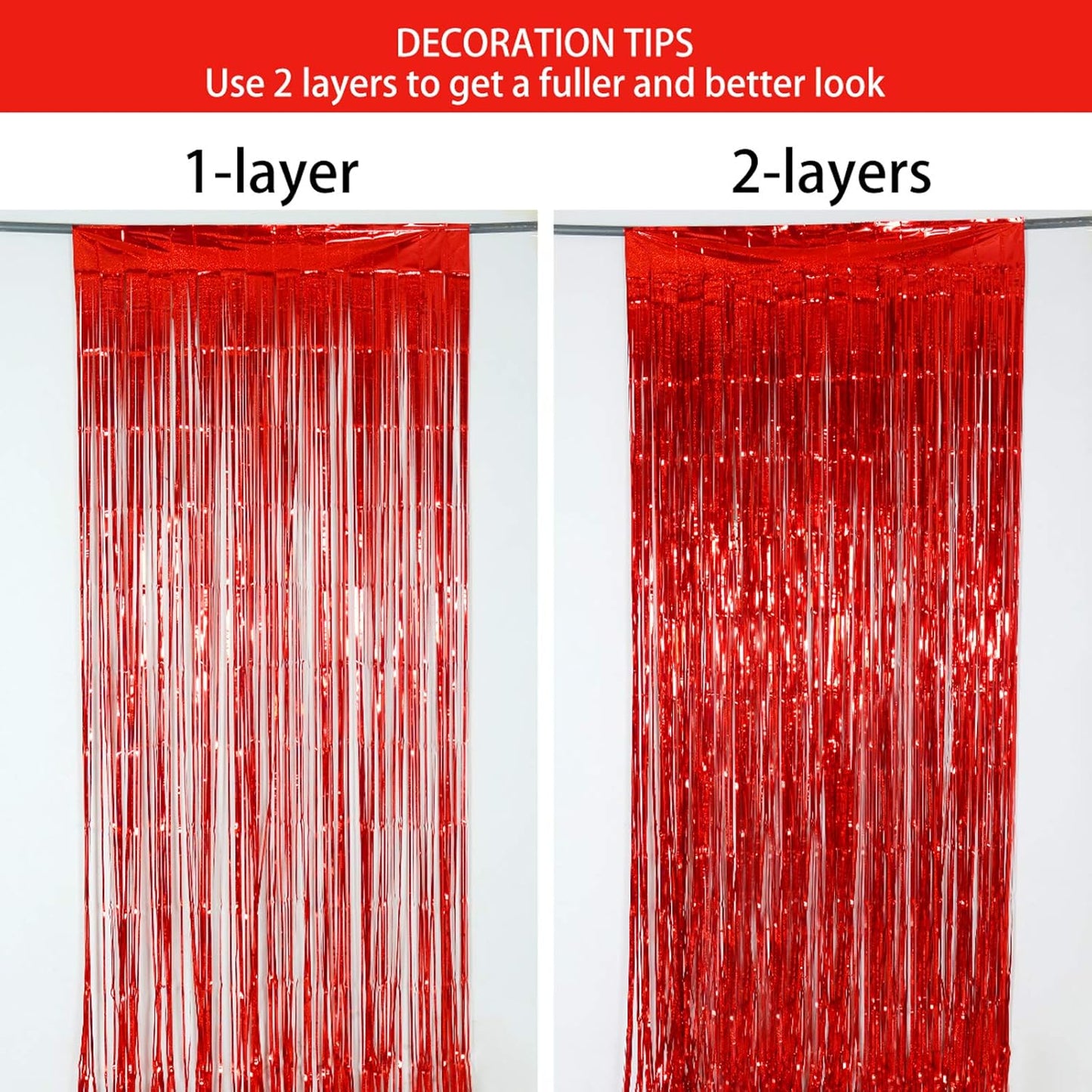 Happy Mothers Day Decorations Melsan 3 Pack 3.2 x 8.2 ft Pinkish Purple Tinsel Fringe Curtain Backdrop, Sparkling Metallic Party Decorations for Girls Birthday, Bachelorette, Wedding, Photo Booth