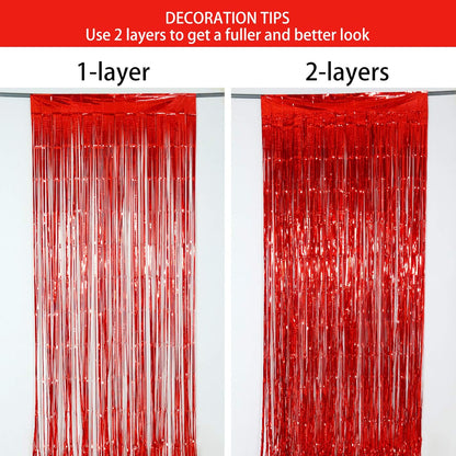 Happy Mothers Day Decorations Melsan 3 Pack 3.2 x 8.2 ft Pinkish Purple Tinsel Fringe Curtain Backdrop, Sparkling Metallic Party Decorations for Girls Birthday, Bachelorette, Wedding, Photo Booth