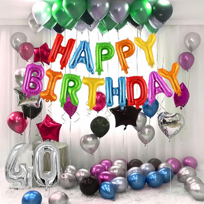 Happy Birthday Balloons Banner, Foil Balloon Personalized Name Letters Balloons Sign Birthday Party Decorations for Women Men Boys Girls Cream
