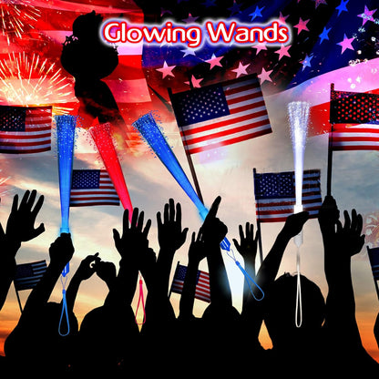 30 Pack Blue Fiber Optic Wands Glow Fiber Wands Bulk LED Light Up Wands with 3 Flashing Modes LED Flashing Sticks for July 4th Halloween Christmas Wedding Birthday Carnival Bachelor Party
