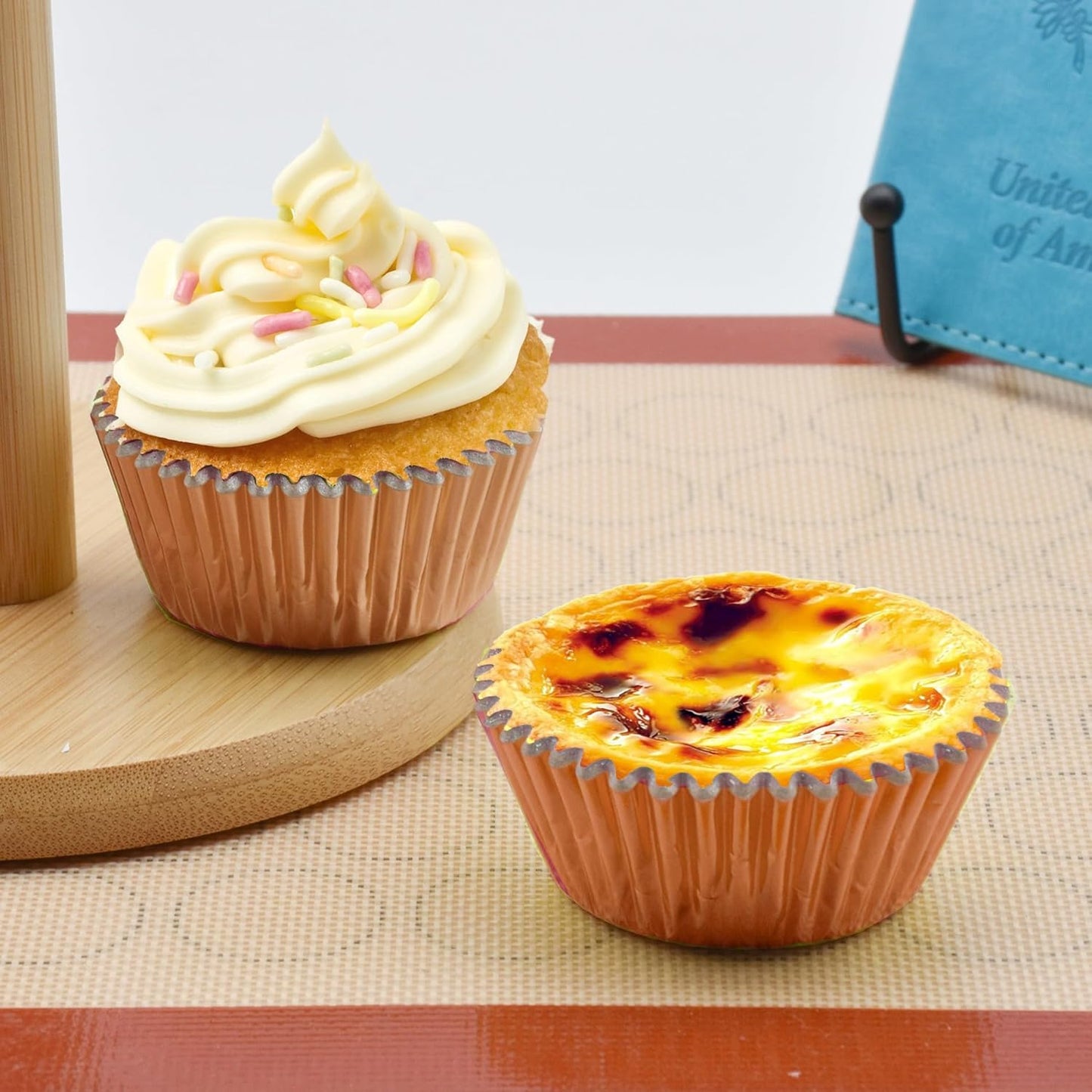 200 Pcs Gold Foil Cupcake Liners Standard Baking Cups Muffin Paper Cases