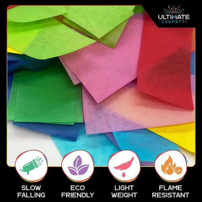 Ultimate Confetti, Multicolor Biodegradable Confetti - Rectangular Fluttering Tissue Paper Confetti for Cannon and Launcher use - Best for Holidays, Birthday, Wedding, and Parties - 1 lb, 16 oz