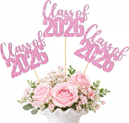 Class of 2026 Centerpieces Sticks for Graduation, 16 Pcs Graduation Decorations Cake Toppers, Graduation Theme Party Decorations Supply(BG)