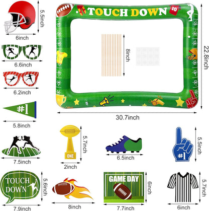 Watayo Inflatable Football Photo Prop Frame- Football Picture Frame Party Supply with 12 Pcs Booth Props DIY Kit- Sport Selfie Photo Frame for Sport Game Day Decorations & Photography Party Supplies