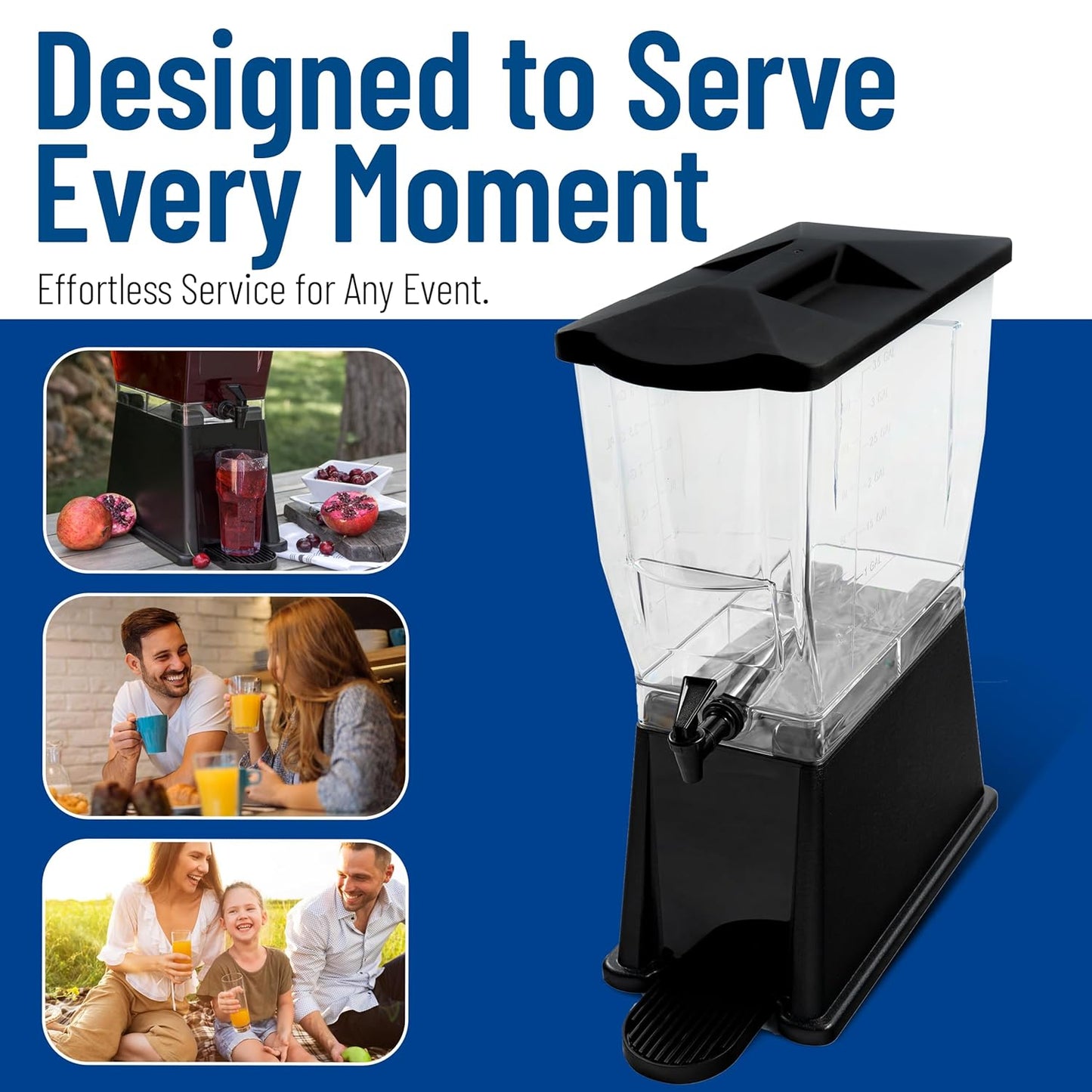 Carlisle FoodService Products Trimline Double Base Rectangular Beverage Dispensers with Spigot for Catering, Buffets, Restaurants, Polycarbonate (Pc), 2 x 3.5 Gallons, Black
