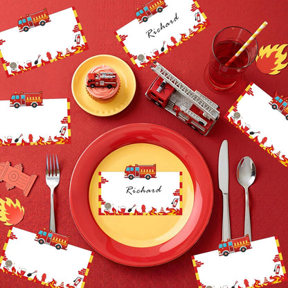 Construction Table Place Cards 50pcs Dump Truck Tent Cards Digger Excavator Food Labels Car Blank Name Card for Birthday Baby Shower Construct Theme Party Table Setting Supplies