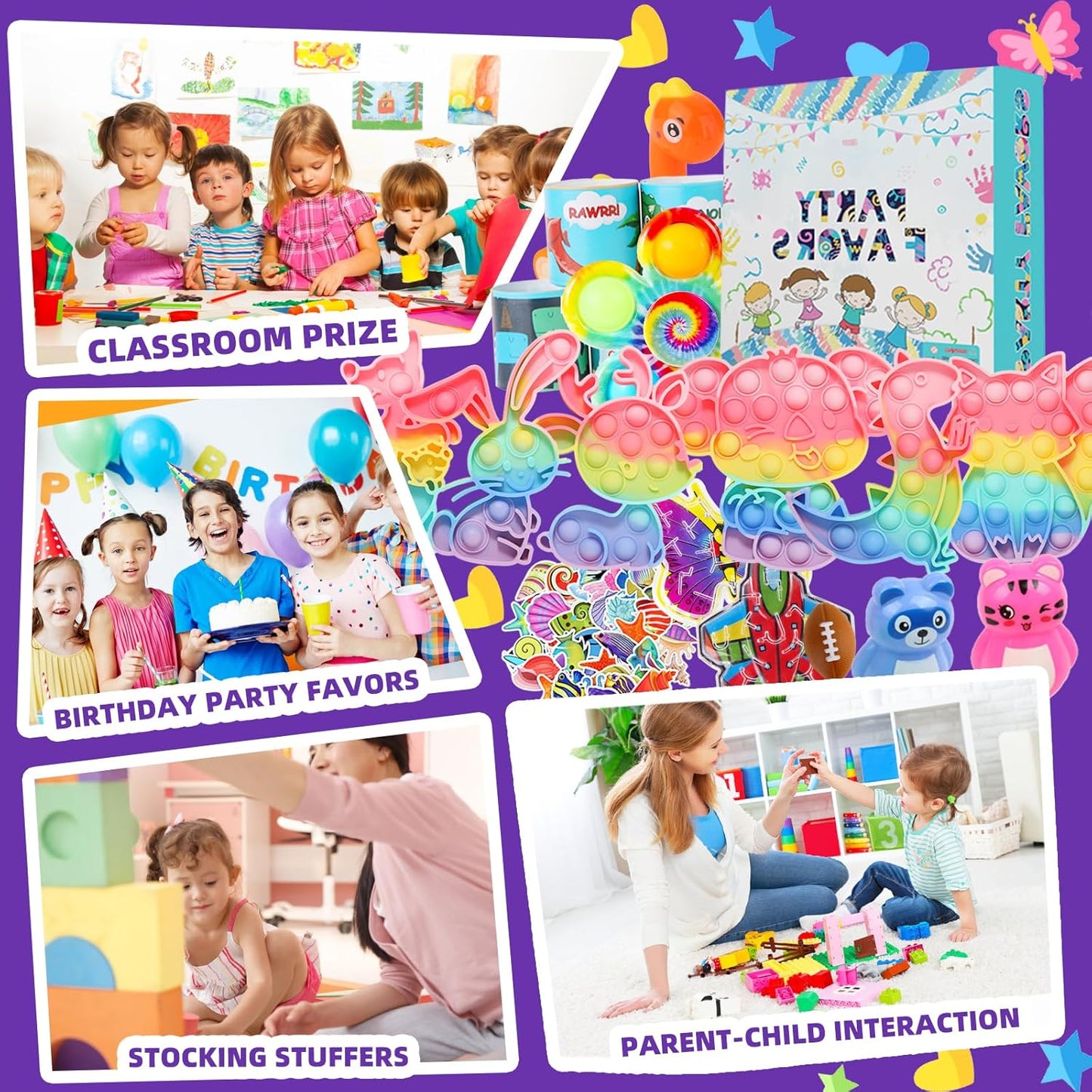 1000Pcs Bulk Party Favors for Kids, Fidget Toys Pack,Stocking Stuffers, Treasure Box Chest, Birthday Party, Classroom Carnival Prizes, Pinata Stuffers, Goodie Bag Stuffers, Stress Relief, Sensory Toys