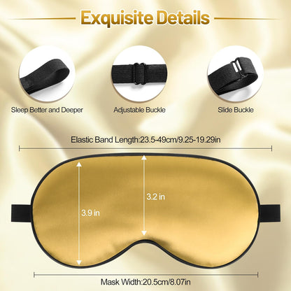 Silk Eye Mask with Adjustable Strap, Satin Blackout Sleeping Mask for Men&Women, Comfortable Blindfold Eyeshade for Night Sleep(Blue)