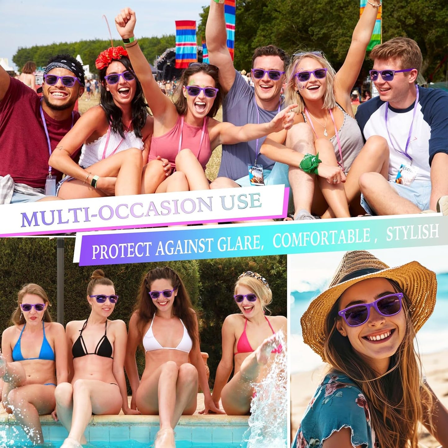 Party Sunglasses Bulk - Adult Retro Plastic Pack of 12 Vintage Sunglasses for Men Women - Party Favors