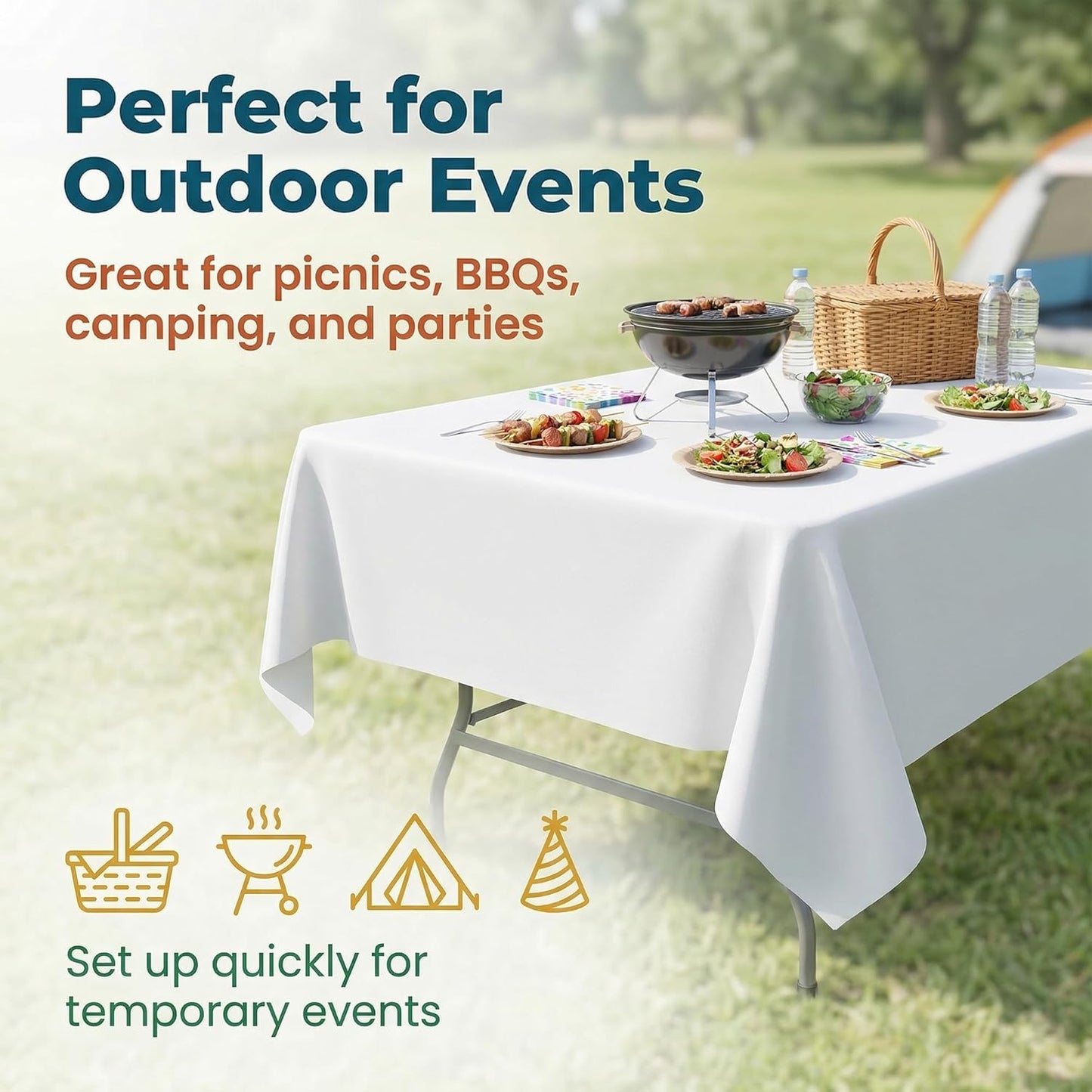 Plastic Table Cloth, 310 Ft X 54 in Disposable Tablecloth White Plastic Tablecloth with Any Cut Sliding Cutters Premium Table Cover Roll for Picnics, Parties, Birthdays, Weddings