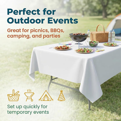 Plastic Table Cloth, 310 Ft X 54 in Disposable Tablecloth White Plastic Tablecloth with Any Cut Sliding Cutters Premium Table Cover Roll for Picnics, Parties, Birthdays, Weddings
