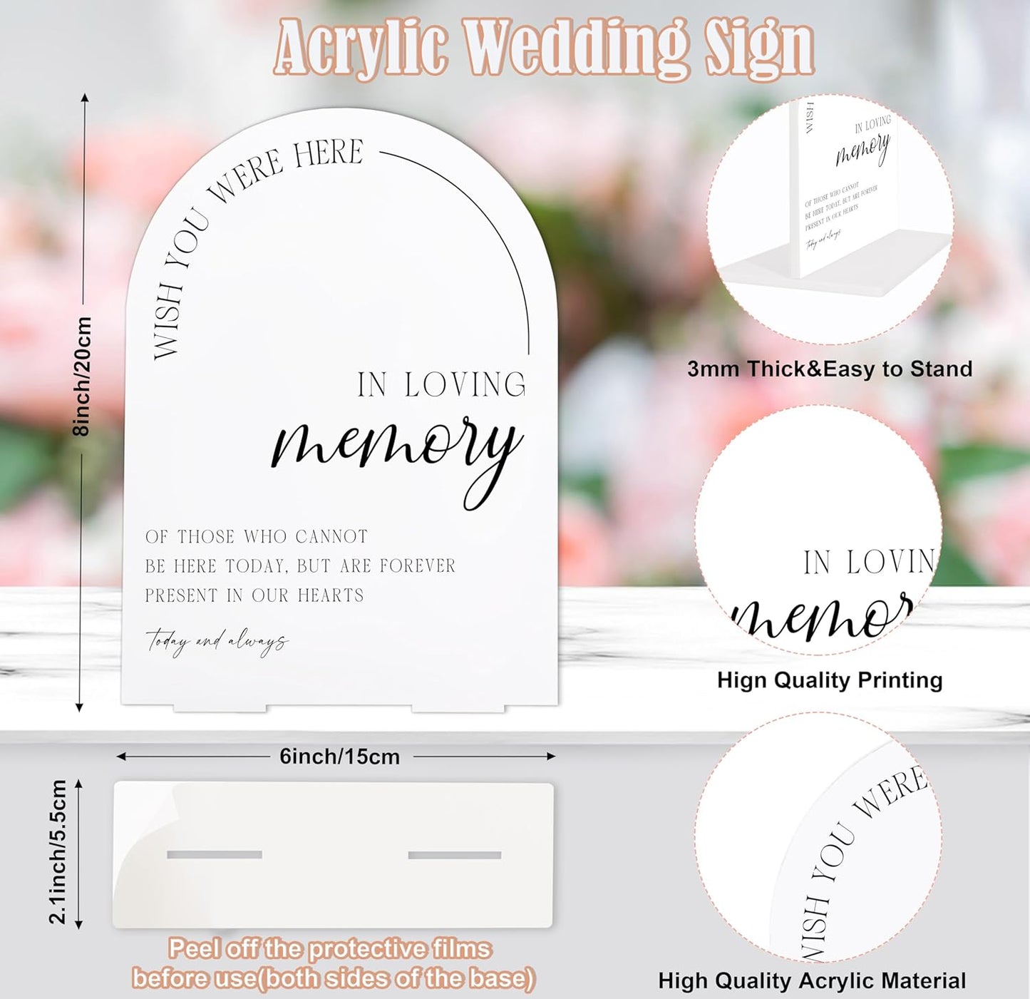 Sign Our Bible Wedding Sign, White Acrylic Wedding Guest Book Sign, Bridal Shower Decor, Elegant Arch Acrylic Table Top Signs for Reception Marriage Engagement Party Decorations