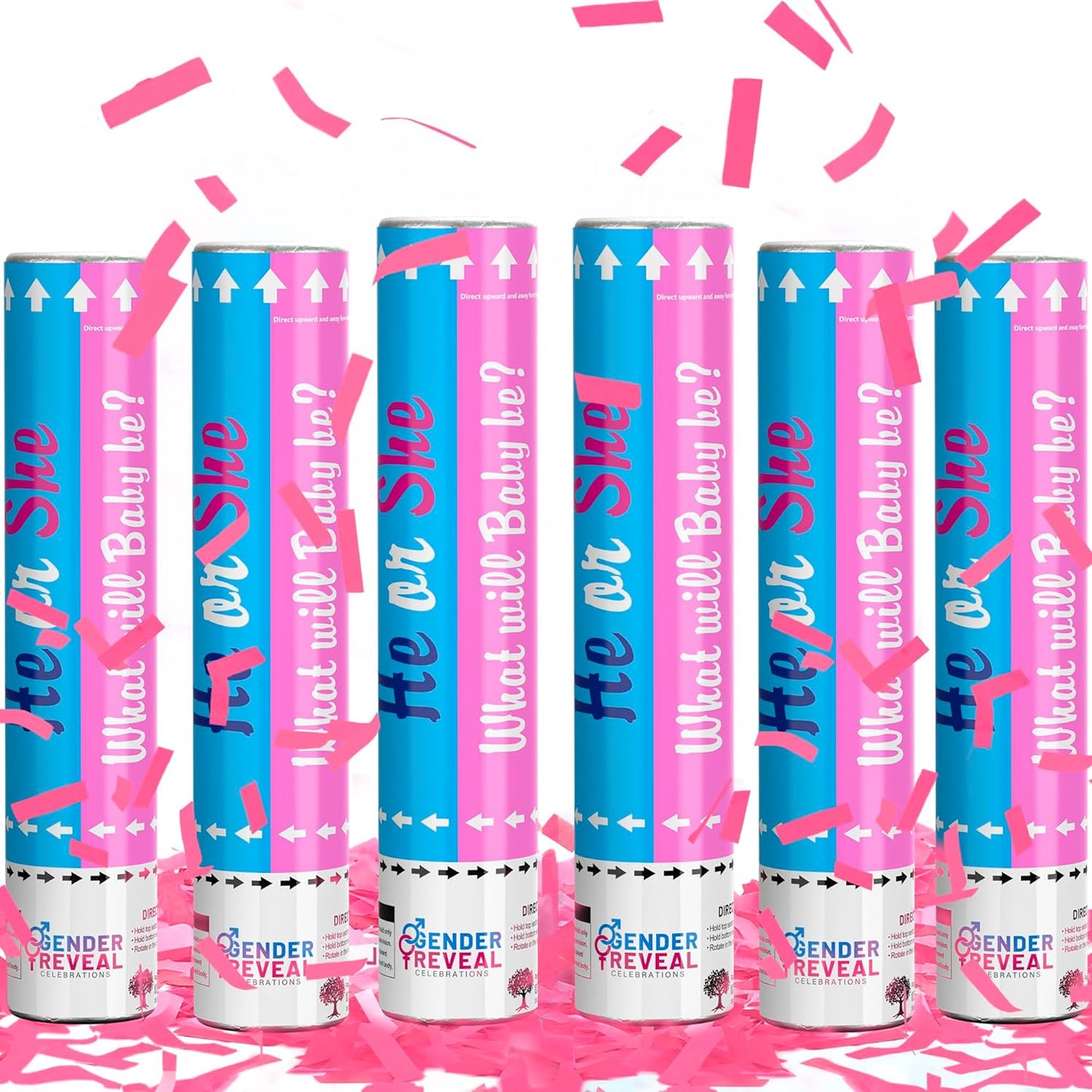 POPUPARTY Gender Reveal Confetti Cannon | No Powder Confetti Poppers | Ideal for Baby boy Gender Reveal Decoration (6 blue)