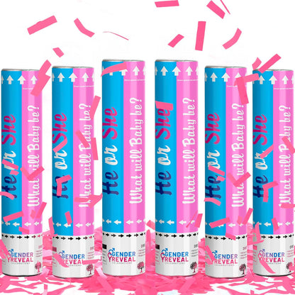 POPUPARTY Gender Reveal Confetti Cannon | No Powder Confetti Poppers | Ideal for Baby boy Gender Reveal Decoration (6 blue)