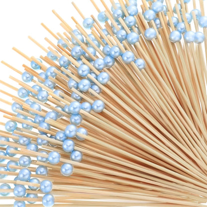 Reallnaive 600 Pcs Cocktail Pick Pearl Fancy Toothpick for Appetizer 4.7 Inch Long Skewer for Drink Fruit Food Bamboo Stick Wedding Bridal Shower Decoration Charcuterie Accessories (White)