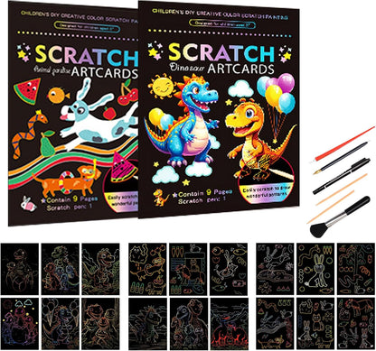 Scratch Art Bookmarks Kit, 24 Sheet Paper with Scratching Tools for DIY Party Favors, Christmas Stocking Stuffers