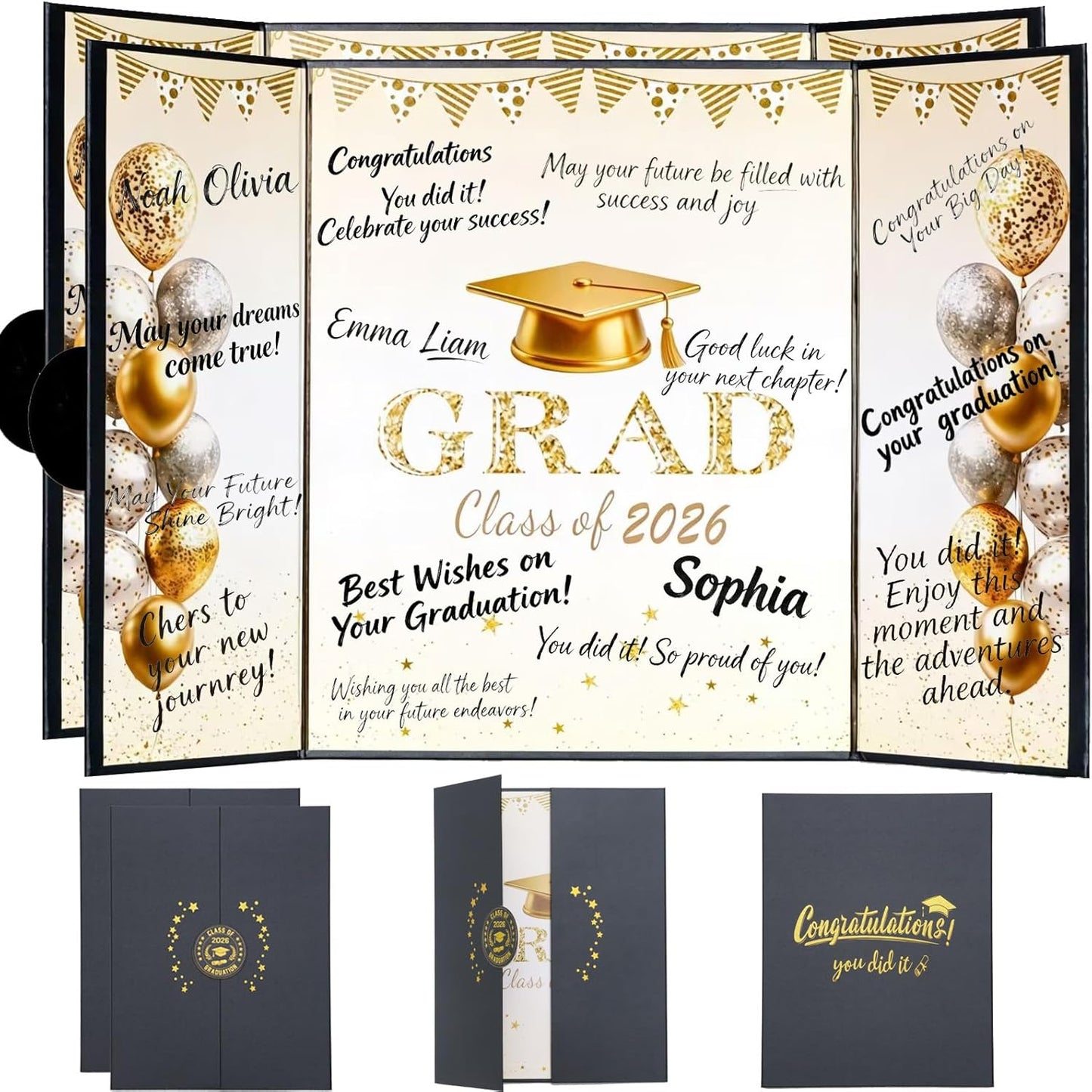 Green Graduation Party Decorations Class of 2026 - Extra Large 22" x 14" Graduation Guest Book to Sign Signature Board for Graduation Gifts Congrats Grad Party Favors Supplies Decor Keepsake