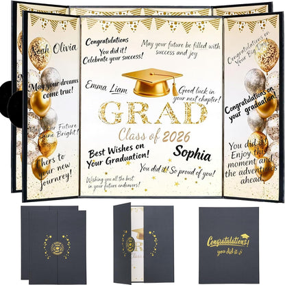 Green Graduation Party Decorations Class of 2026 - Extra Large 22" x 14" Graduation Guest Book to Sign Signature Board for Graduation Gifts Congrats Grad Party Favors Supplies Decor Keepsake