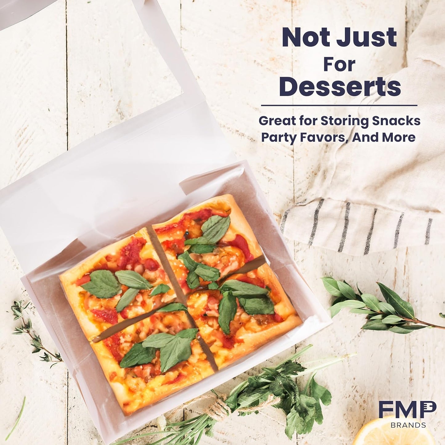 Fit Meal Prep 18 Pack 14 x 10 x 4 Inches White Bakery Boxes with Window, Auto-Popup Cardboard Gift Packaging and Baking Containers, Cupcake, Cookie and Loaf Bread Boxes