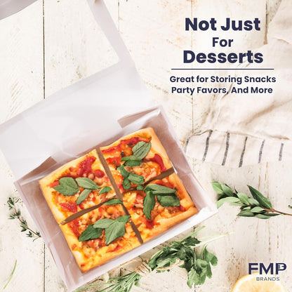 Fit Meal Prep 18 Pack 14 x 10 x 4 Inches White Bakery Boxes with Window, Auto-Popup Cardboard Gift Packaging and Baking Containers, Cupcake, Cookie and Loaf Bread Boxes