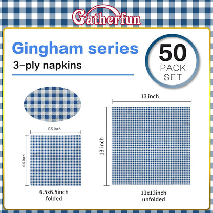 Gatherfun Disposable Red and White Gingham Paper Napkins (Pack of 50)