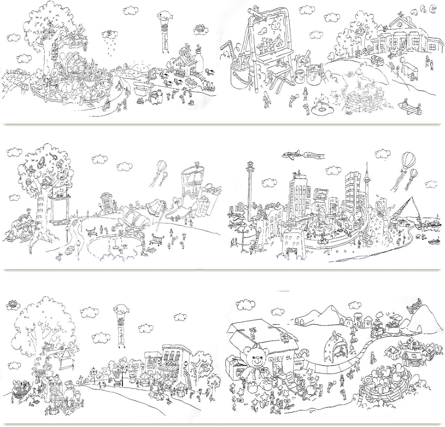 2PCS Children's Drawing Roll, Coloring Paper Roll for Kids Gift, 120 * 11.8 Inches DIY Painting Drawing Paper Roll, Sticky Drawing Paper Roll, Early Educational Toys for Kids (Animal World)