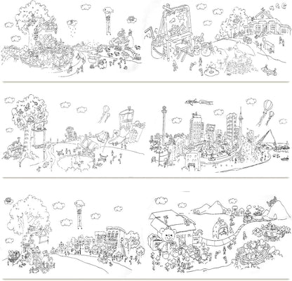2PCS Children's Drawing Roll, Coloring Paper Roll for Kids Gift, 120 * 11.8 Inches DIY Painting Drawing Paper Roll, Sticky Drawing Paper Roll, Early Educational Toys for Kids (Animal World)
