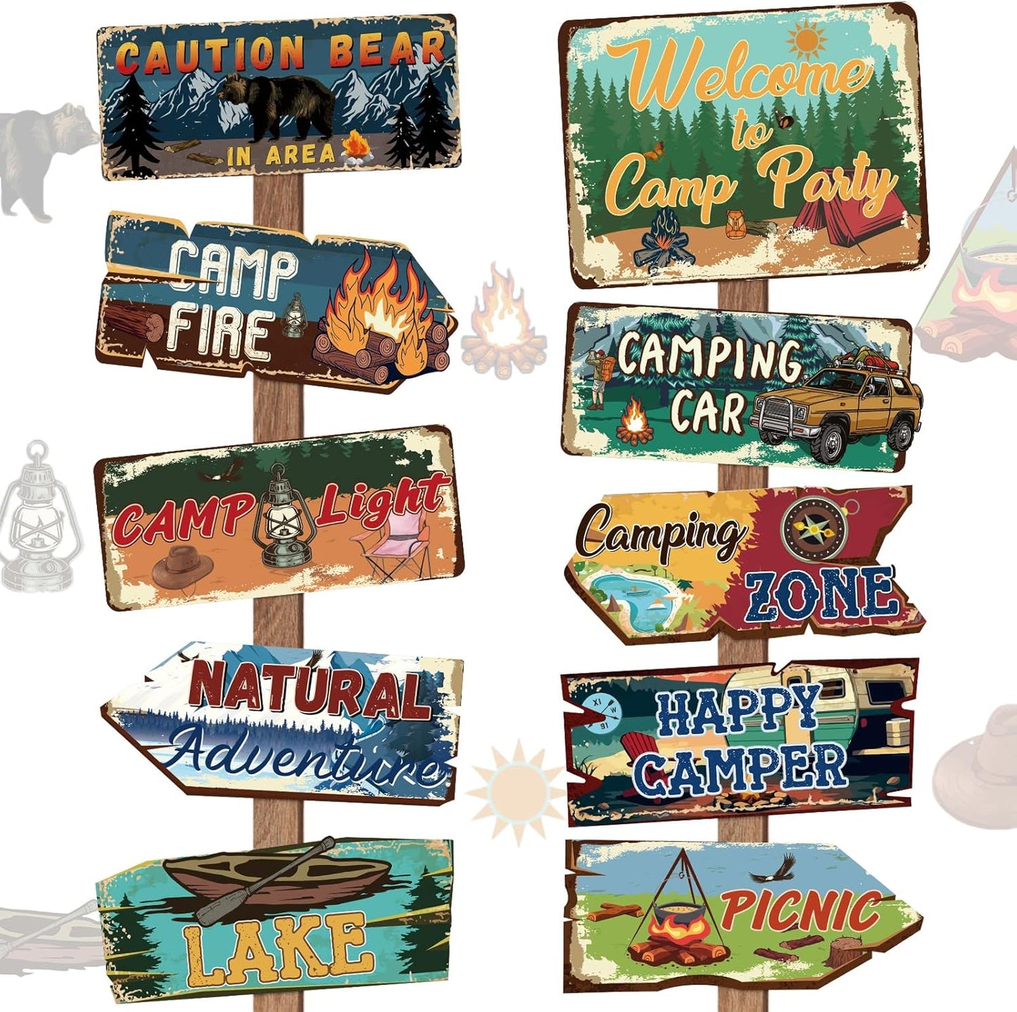 20 Pcs Luau Party Decorations Welcome Sign Summer Hawaiian Directional Signs Tropical Hawaiian Themed Birthday Decorations Luau Tiki Party Supplies with 2 Sheet Letter Stickers