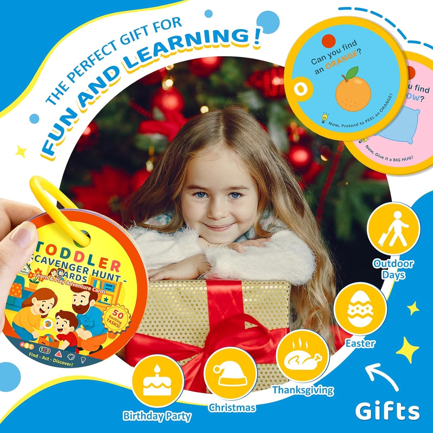 Home Scavenger Hunt Cards: 50 Toddler Indoor Find & Learn Activities | Fun Educational Games for 3-5 Year Olds | Preschool Boys & Girls Early Development (Indoor)