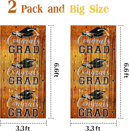 Gradution Party Suppiles Backdrop Decoration 2026, Claas of 2026 Streamer Tinsel Foil Fringe Curtains, Photo Booth Prop Backdrop, Black Grad Photo Backgrounds