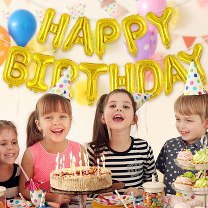 Happy Birthday Balloons Banner, Foil Balloon Personalized Name Letters Balloons Sign Birthday Party Decorations for Women Men Boys Girls Cream
