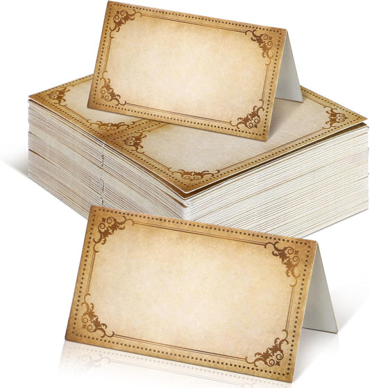 120 Pack Vintage Table Place Cards Holder 3.5 x 2 Inch Wizard Table Tents Card Magical Themed Name Cards for Food Buffet Wedding Banquets Witch Party Reserved Seating