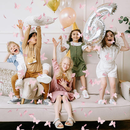 Confetti Cannon Butterfly Confetti Poppers 12 Pack Party Poppers 12 inch Pink Confetti Shooters Butterfly Sticks for Wedding Birthday Graduation Anniversary Bridal Shower Valentines Christmas New Year