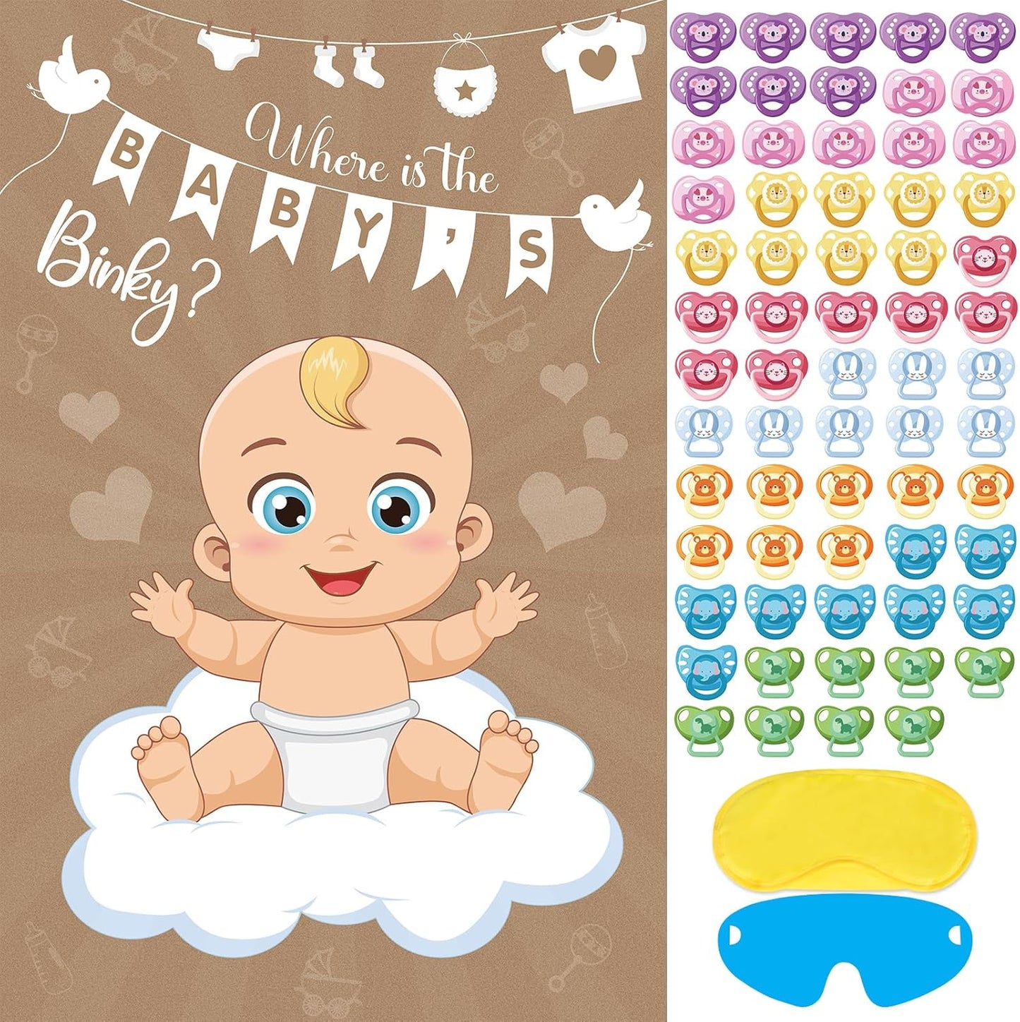 Pin The Crown on The Princess Party Games for Girls Princess Birthday Party with 24 Pcs Crowns, Large Princess Poster for Kids Girls Princess Birthday Party Princess Tea Party Decorations