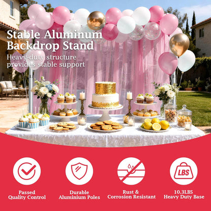 EMART 10x10ft Heavy Duty Backdrop Stand Kit, Adjustable Pipe and Drape Photo Booth Frame for Wedding, Party, Christmas, Birthday Decorations