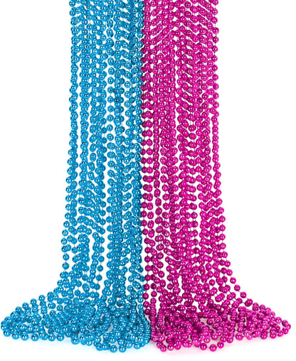 EOBOH 144PCS Mardi Gras Beads, Metallic 12 Kinds Bead Necklace Party Supplies, 33" Mardi Gras Necklace Costume Stuff, Festival Parade Throw Accessories for Wedding Birthday Celebrations Decorations