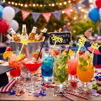 Novabright 50 Pcs Graduation Drink Stirrers Class of 2026 Coffee Stir Sticks Graduation Party Favor Congrats Grad Cocktail Mixers Plastic Swizzle Sticks Beverage Tea Party Bar Supplies